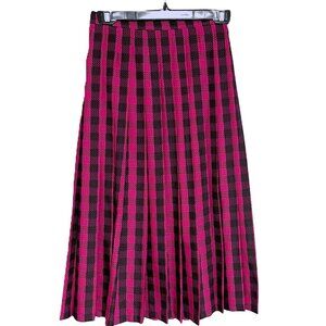 Vintage 70s midi high waist checkered midi pleated skirt